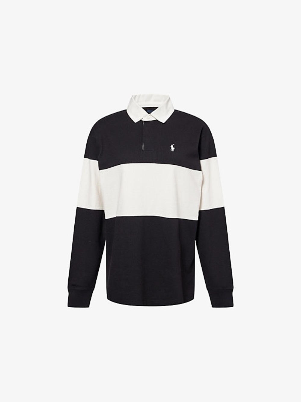 Polo by Ralph Lauren Black and White Striped Rugby Polo